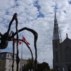 Spider sculpture and Notre-Dame Cathedral Basilica